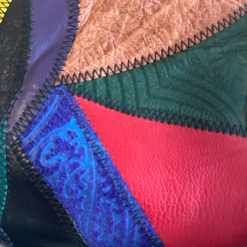 Vintage 80's Patchwork Multicolour Strap Mod Hippie Boho Retro bag by La Covina - Picture 4 of 13